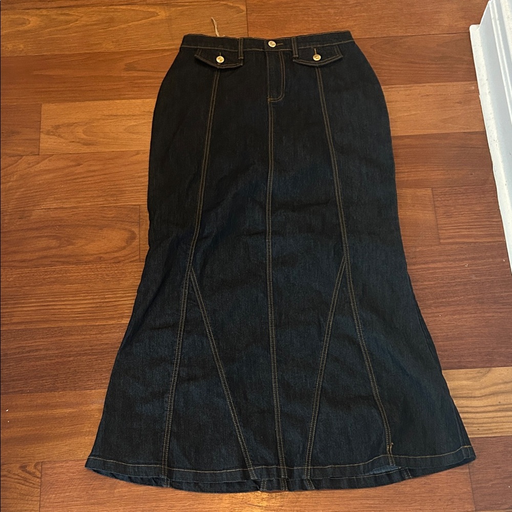 Impressions Blue Denim Skirt